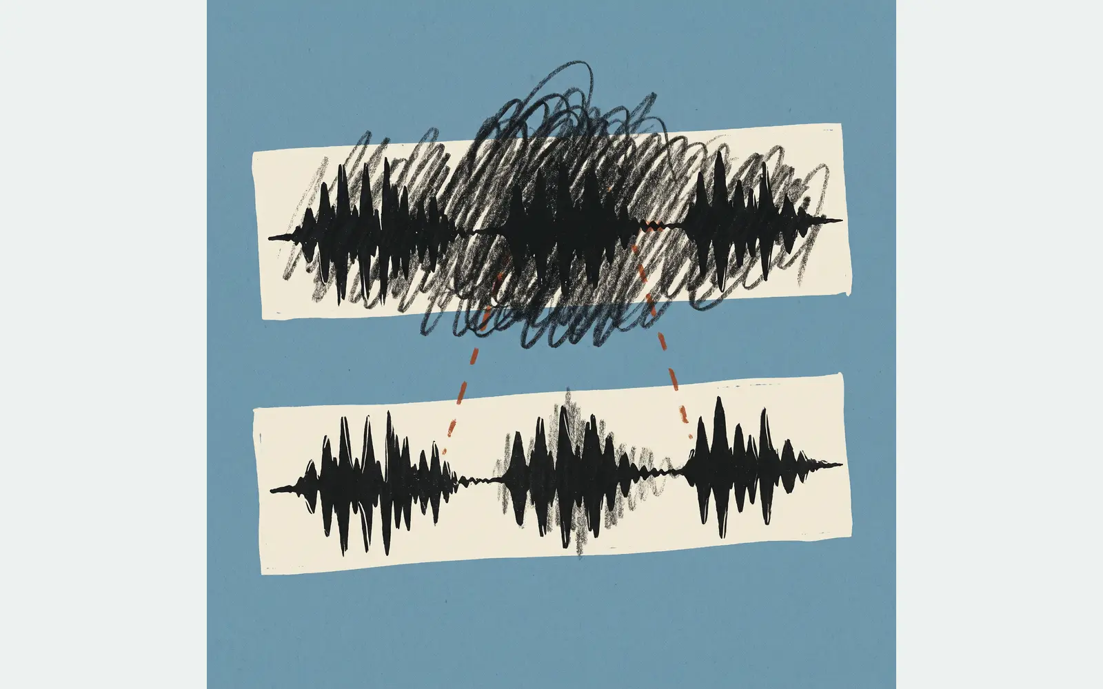 Illustration of recorded waveforms with heavier and lighter interference.